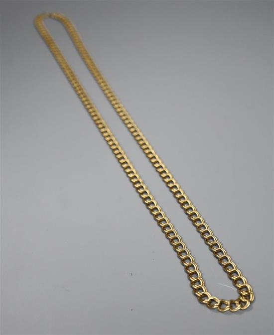 A 9ct gold double link chain, 76cm, 50.8 grams.